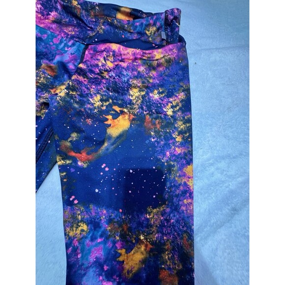 KOS USA Women's L Athletic Compression Running Leggings Galaxy Neon Color - Picture 8 of 12